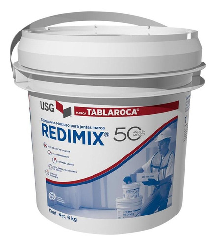 Compuesto Multiuso Para Juntas Marca Redimix Cubeta 6kg