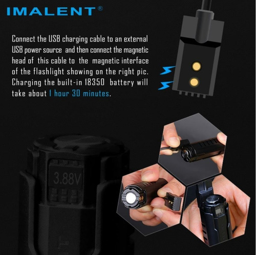 Lanterna Imalent Ld70 Edc 4000lm Oled Display Usb Magnético