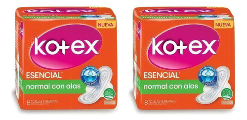 Toallitas femeninas Kotex T.FEMENINAS / PROTECTORES con alas 8 u