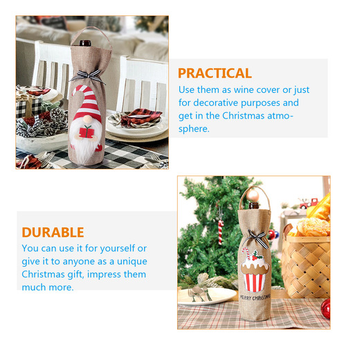 3 Fundas Para Botellas De Navidad, Adorables Fundas Para Bot