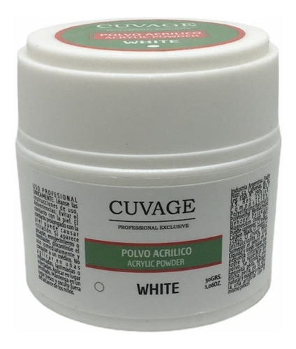 Polímero Polvo Acrílico Cuvage Uñas Esculpidas White 30gr