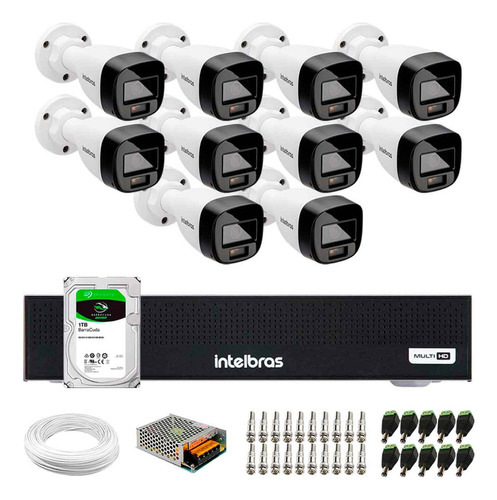 10 Câmeras Intelbras Vhd 1220b Full Color Ir, Dvr Mhdx 1016c