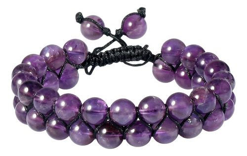 Sunyik Pulsera Ajustable De Amatista Redonda De 8 Mm Para Un