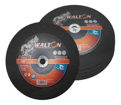 Disco De Corte 10 Walton 250x3x19mm Kit Com 05 Unidades Cor Preto