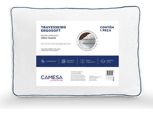 Kit 2 Travesseiros Ergosoft Hotel Ultra Macio Camesa