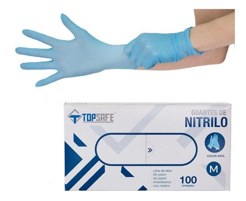 Guantes De Nitrilo Caja 100 Unid. Tallas Xs S M L Xl 