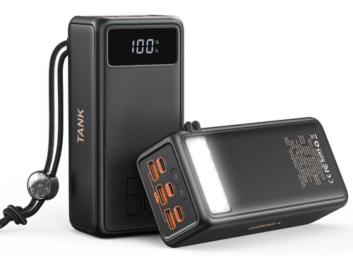 Cargador Power Bank W5001PD usb y usb-c portátil con cable carga rápida negro