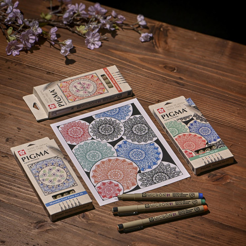 Set De Tiralínea Pigma Micron Sakura0.5 Mandala 6 Col Cálido