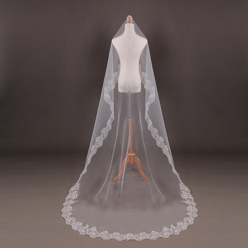 4m Una Capa Mujer Trailing Cathedral Velo De Novia Largo