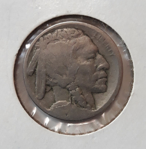 Nickel Buffalo 5 Cents 1915 D Fecha Clave, Original.