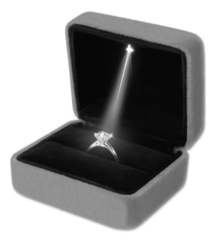 Caja Anillo Terciopelo Luz Led Regalo Compromiso Boda Para