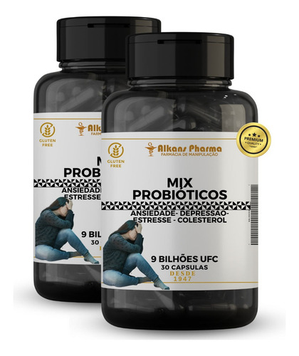 Pool Bifidobacterium Lactobacillus 9 Bilhões Ufc Fos 60 Cáps