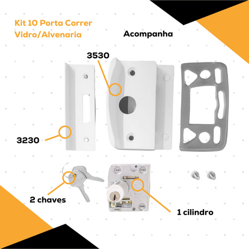 Kit 10 Porta Correr Vidro/alven. Linha 3000 Blindex Branco