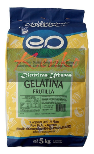 Gelatina Sabor Frutilla 5kg C/ Azúcar ( Orloc) Kenko Almagro