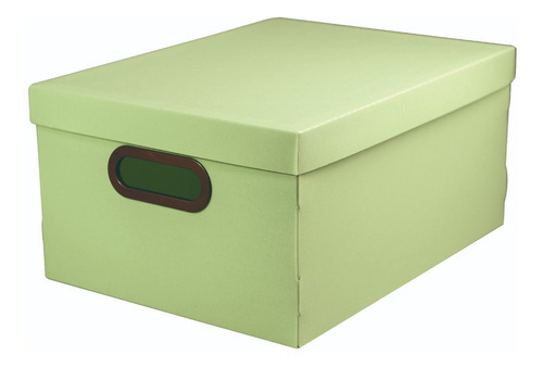 Caja Organizadora Rectangular Plástica Símil Lino 29x38x18.5 Color Verde claro