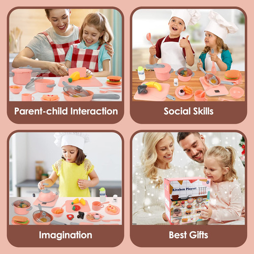 Set 61 Accesorios Cocina Infantil 1-3 Años, Placa Inducción.