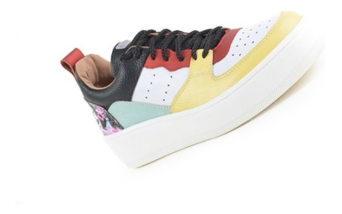 Imagen 4 de 9 de Zapatillas Urbanas De Mujer Cuero Cordones Brika - Ferraro