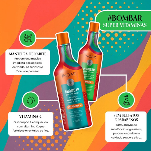 Kit Shampoo + Condicionador Crescimento Bombar Inoar 1l