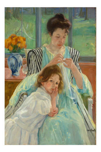 Mary Cassatt - Joven Madre Cosiendo - Lámina 45x30 Cm.