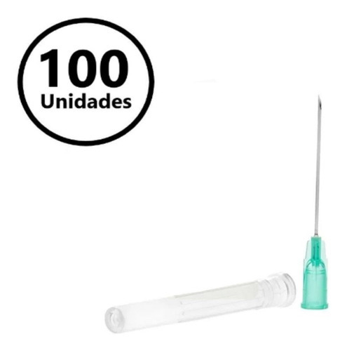 Agulha 25x8 21g Verde Hipodermica Descartável 100 Unidades Capacidade em volume 8 mL