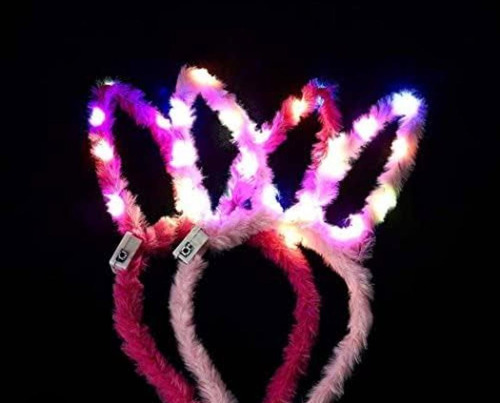 10 Pcs Orejas De Peluche Conejo Con Luz Led Colores