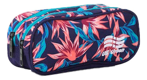 Set 3 Mochila Escolar Lonchera Y Lapicera Niña Flores Azul Color Azul marino Diseño de la tela Estampado