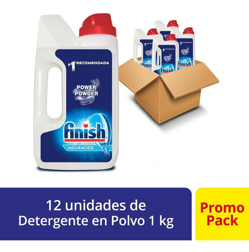 Imagen 1 de 5 de Combo Finish Detergente Polvo Lavavajillas Automatico 1k X12