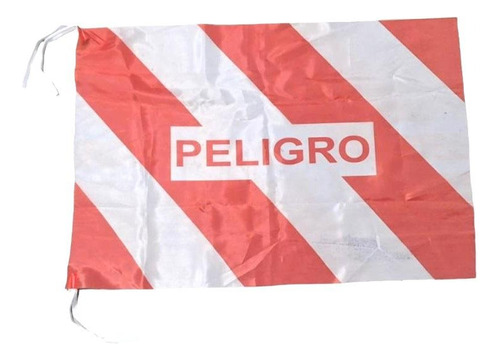 Bandera De Tela Peligro Cebrada Roja Y Blanca Reforzada