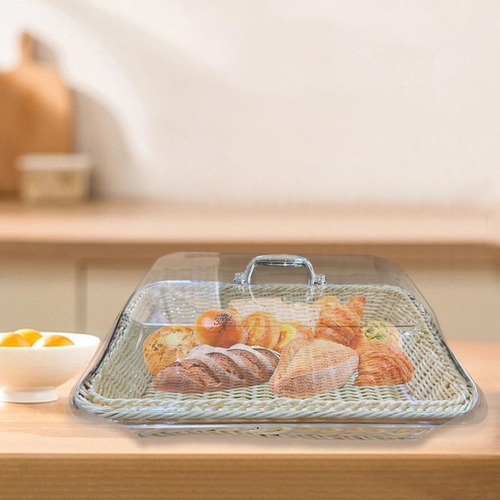 L Cesta De Pan Tejida Con Tapa Y Bandeja (40 X 30 X 15 Cm),