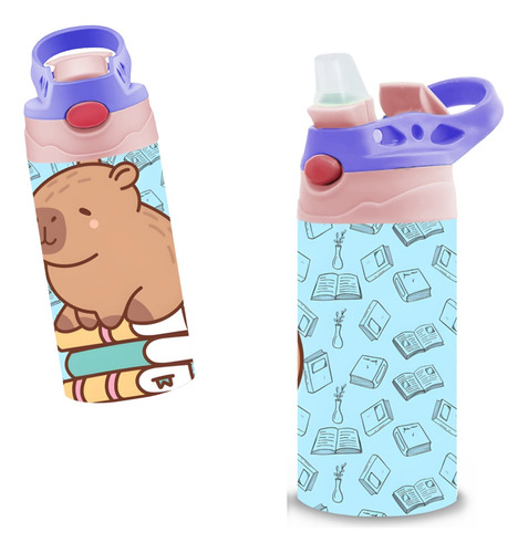 Termo Infantil Capibara Libros Acero Inoxidable 320 Ml Lila