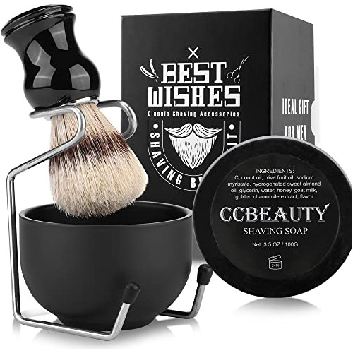 Set De Afeitado Para Hombres Con Brocha Y Tazón, Kit De 4-en