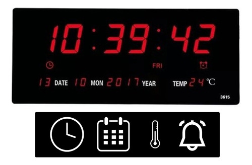 Reloj De Pared Digital Con Termómetro,alarmas Y Calendario