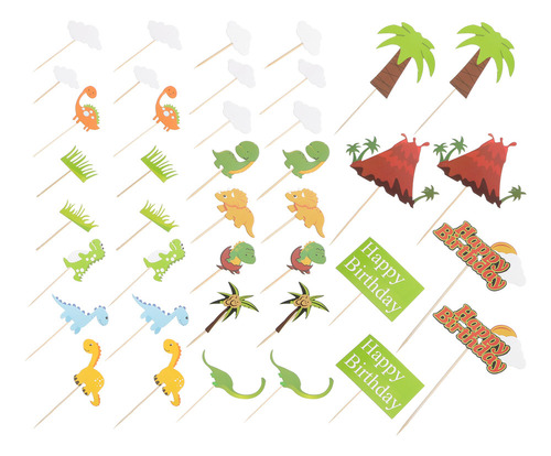 Juego De 4 Palillos Con Forma De Dinosaurio Para Cupcakes