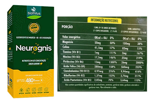 Kit 3 Neurognis Nutrientes - Sabor Guaraná 480ml. Biofhitus