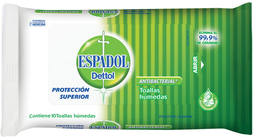 Toallas Antibacteriales Espadol Dettol Paquete 10 U