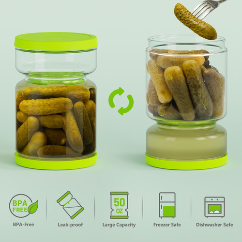 Recipiente De Vidrio Para Pepinillos Y Aceitunas, Tarro Herm