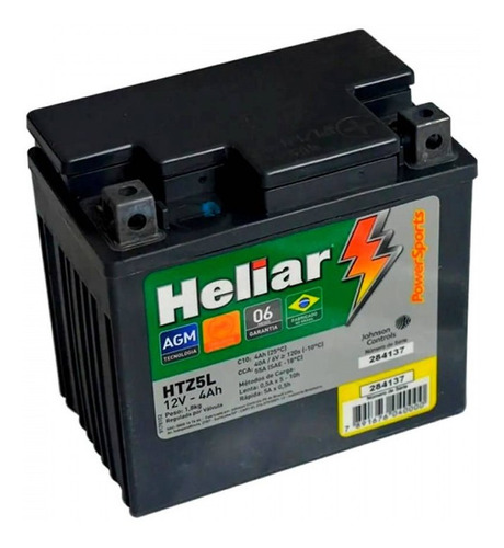 Bateria De Moto Heliar Htz5l 12v 4ah Cg125 150 Biz 100 125