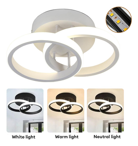 Lámpara De Techo Led Para Baño De Pasillo, 3 Colores A