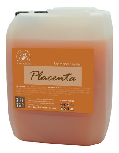 Shampoo Capilar De Placenta Vegetal Nutre Restaura 20 Litros