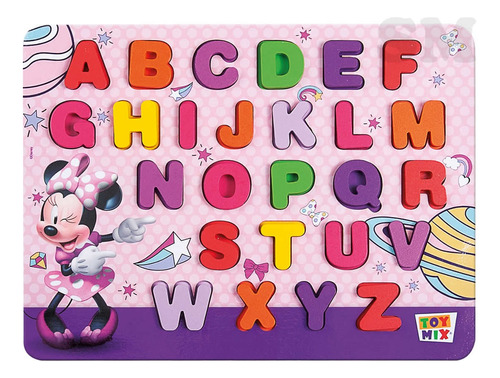 Jogo Encaixe Letras Maiúsculas Minnie Mdf Didático Autista