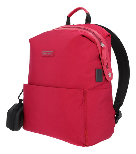 Airpack Portalaptop Mochila Ejecutiva Urban Chic Color Rojo Diseño De La Tela Lisa