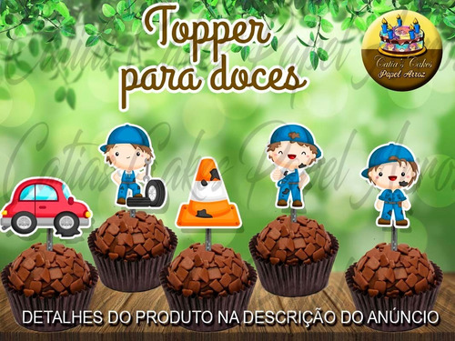 Mecânico Borracheiro Carro 50 Topper Tag Para Doces