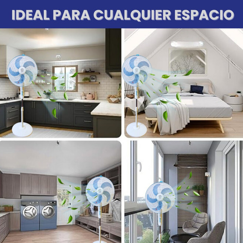 Ventilador De Pedestal 5 Aspas Giratorio Silencioso Dosyu
