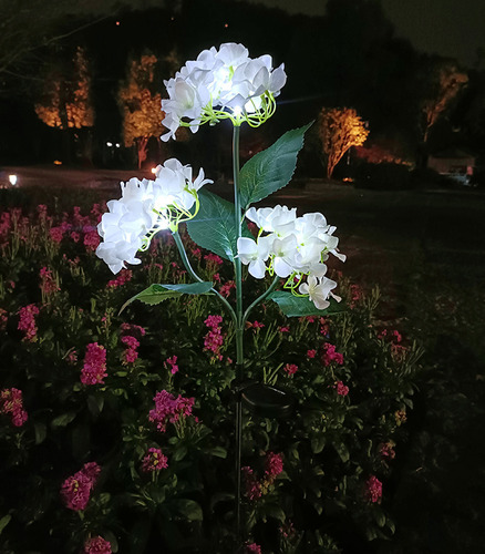 Luces De Flores Solares Led De Hortensias De 3 Cabezales Imp