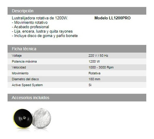 Daihatsu Lijadora Pulidora Rotativa Pro 1200w | C U O T A S