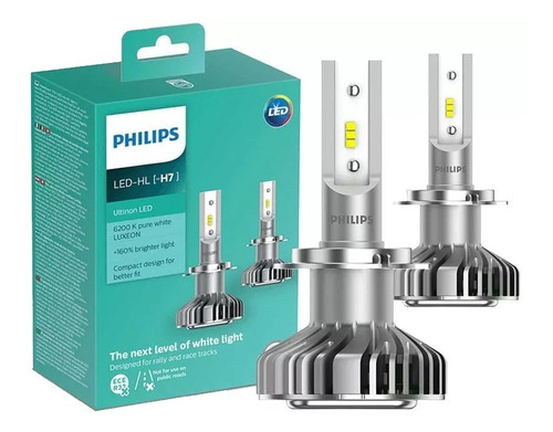 Par De Lâmpada H7 Ultinon Led 6200k Philips Original