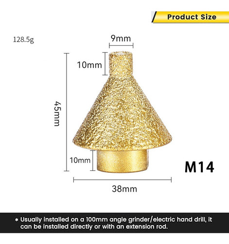 Broca Diamantada 38mm Escalonada Kit Genérica