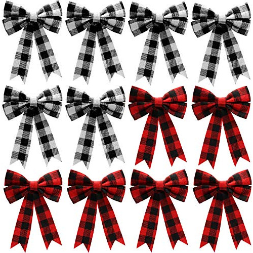 Buffalo Plaid Bows Christmas Bows Holiday Decorative Bo...