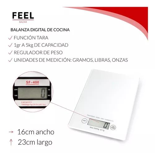 Balanza Peso Digital Cocina 5kg Incluye 2pilas