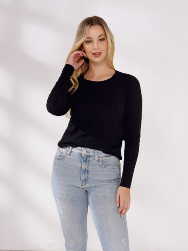 Sweater Básico Para Mujer Dama Cuello Redondo Con Trenzas